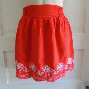HeartSoul Red & White Embroidered Boho Mini Skirt L